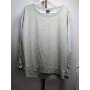Trouve Women's Solid Gray Cotton Long Sleeve Round Neck Top‎ Shirt Size XL